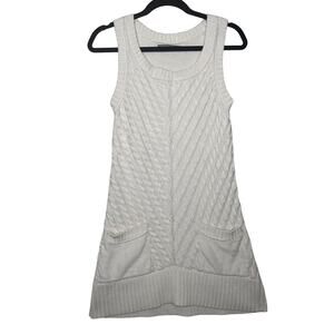 Fisherman Sweater Dress Size Medium Ivory Cable Knit Sleeveless Cotton Rubbish